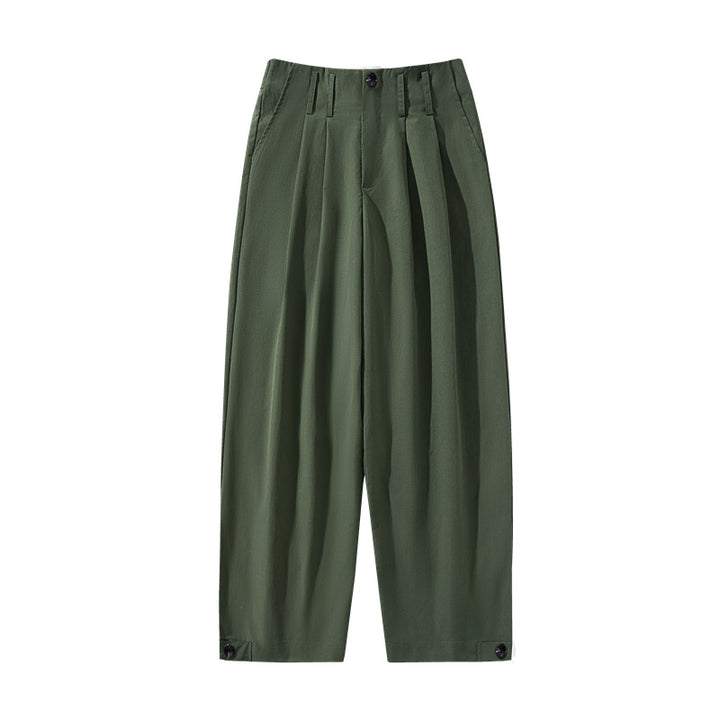 Damen weite Plissee-Hose mit hohem Bund, Gürtelschlaufen & verstellbaren Saumlaschen Echo Archiv