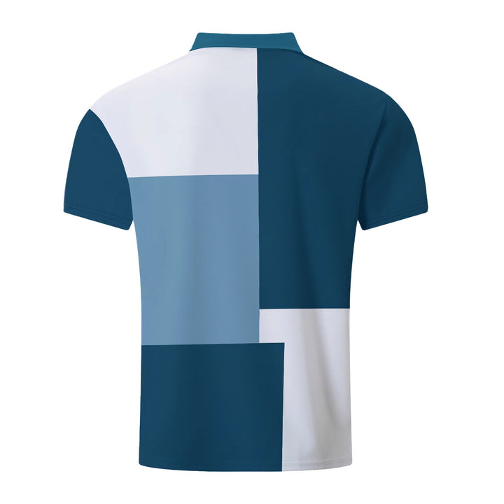 Herren Kurzarm Poloshirt mit modernem Blockdesign Echoarchiv