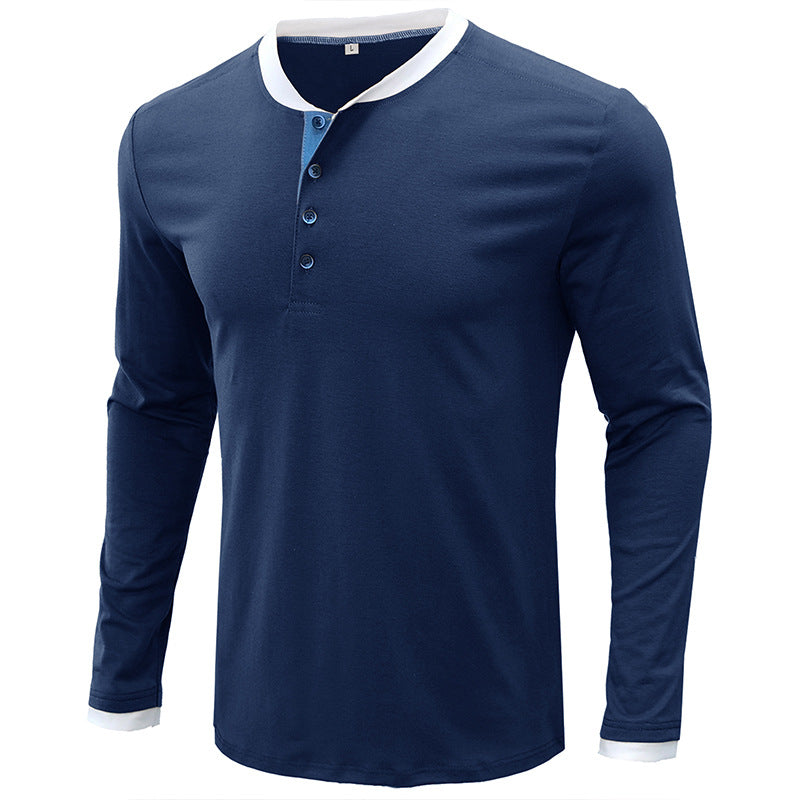 Herren Langarm-Henley-Shirt mit einzigartigem Farbdetail Echoarchiv