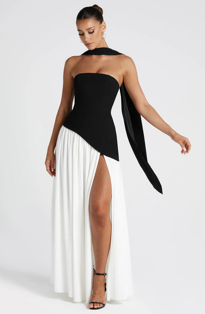 Damen Glamouröses Abendkleid mit schulterfreiem Design und exquisite Drapierung Echo Archiv