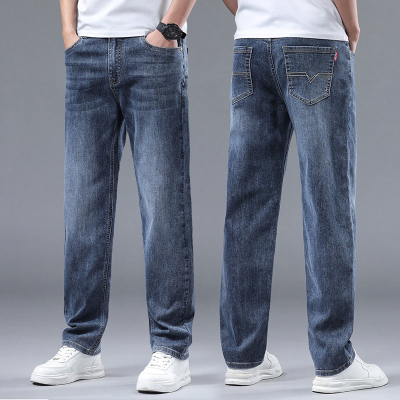 Herren Extraweite Denim-Baggy-Jeans mit geradem Bein & soften Waschungen Echoarchiv