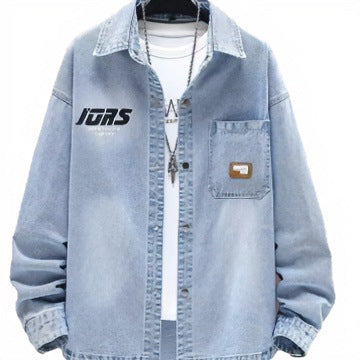 Herren Oversized Denim-Hemdenjacke im Vintage-Wash mit aufgesetzter Brusttasche Echoarchiv