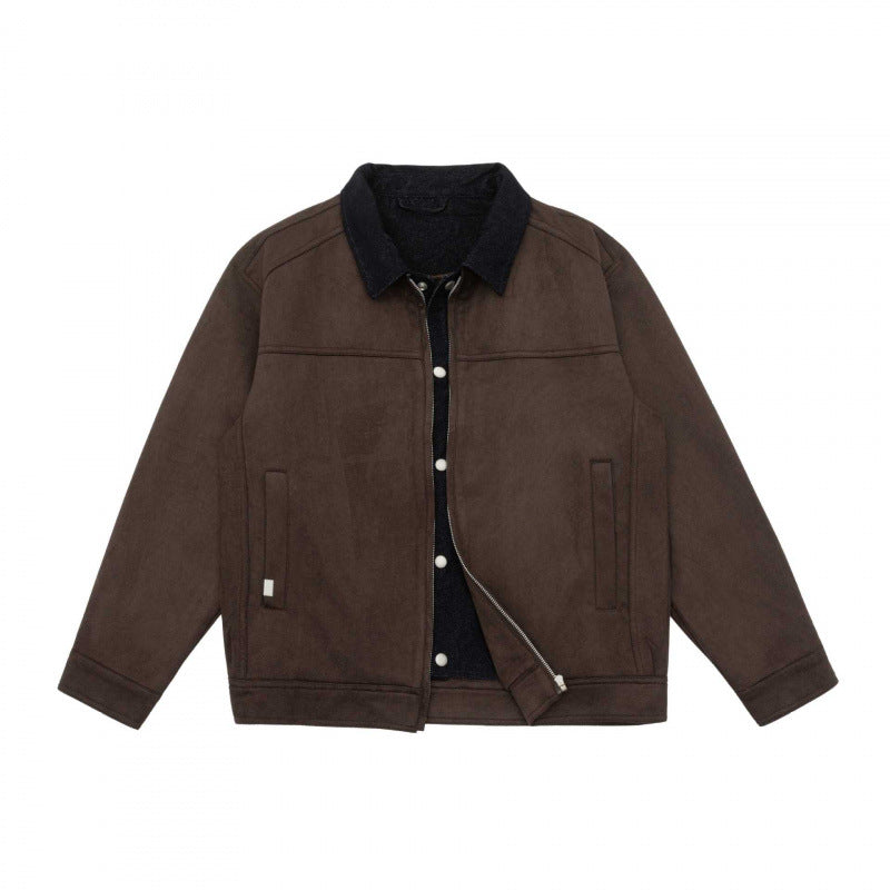 Herren Kastenförmige Zip‑Blousonjacke mit Cordkragen und minimalistischen Eingrifftaschen Echo Archiv