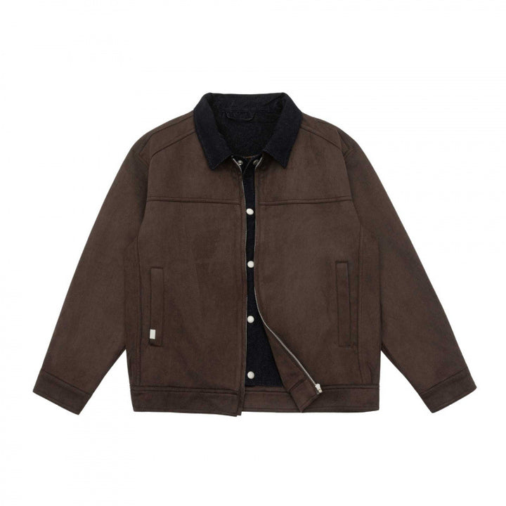 Herren Kastenförmige Zip‑Blousonjacke mit Cordkragen und minimalistischen Eingrifftaschen Echo Archiv