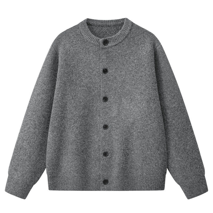 Damen Oversize Strickjacke im Bomberstil mit Rundhals, geripptem Saum & Ballonärmeln Echoarchiv