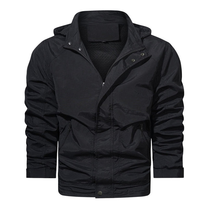 Herren leichte winddichte Feldjacke mit Kapuze und Reißverschlusstaschen – Taviero