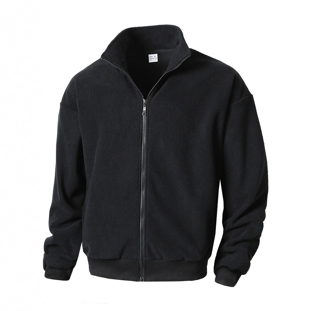 Herren Zip-Fleecejacke mit Stehkragen, durchgehendem Reißverschluss und gerippten Bündchen – Taviero