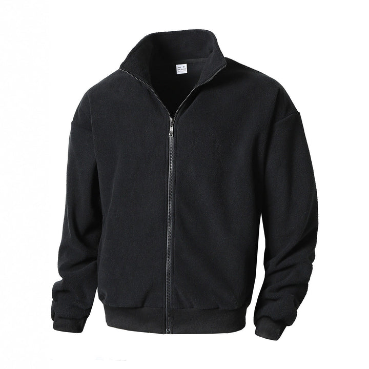 Herren Zip-Fleecejacke mit Stehkragen, durchgehendem Reißverschluss und gerippten Bündchen – Taviero