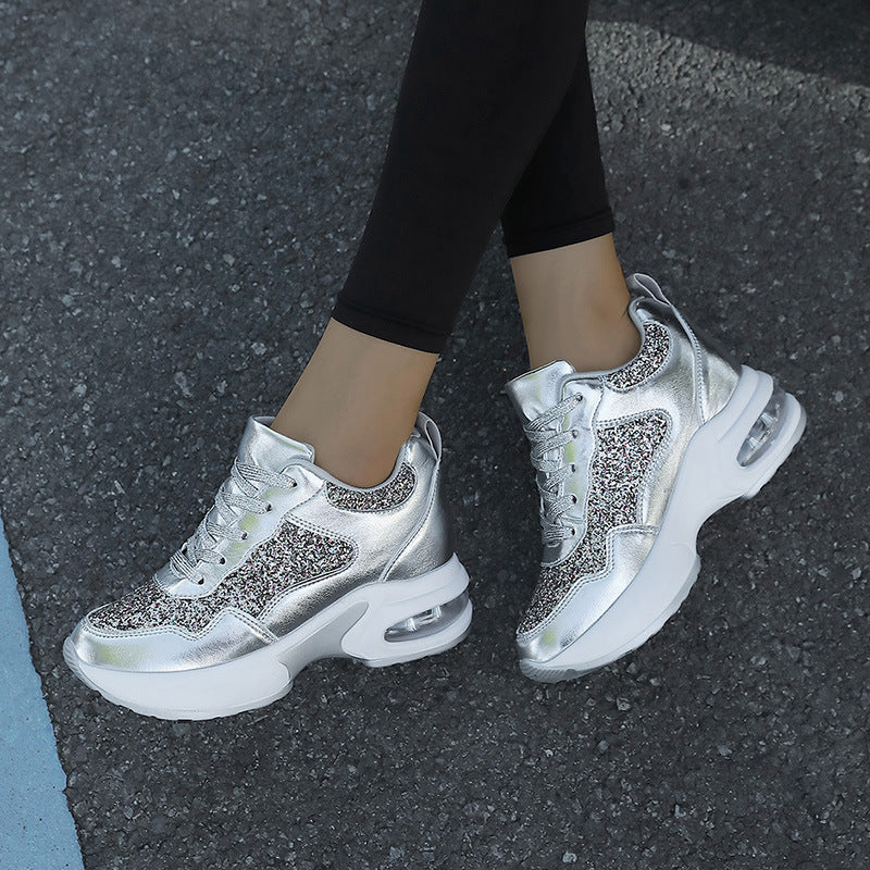 Damen nan modische Plateau-Sneaker mit Glitzerbesatz und sichtbarem Luftpolster Echo Archiv