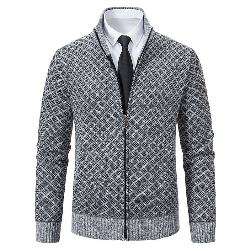Herren Modische Strickjacke mit hochwertigem Zopfmuster und Reißverschluss Echoarchiv