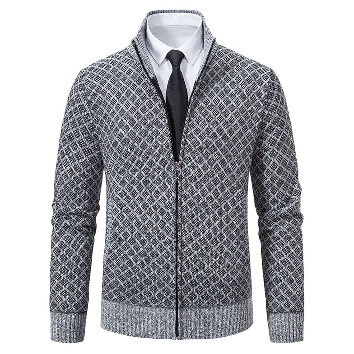Herren Modische Strickjacke mit hochwertigem Zopfmuster und Reißverschluss Echoarchiv
