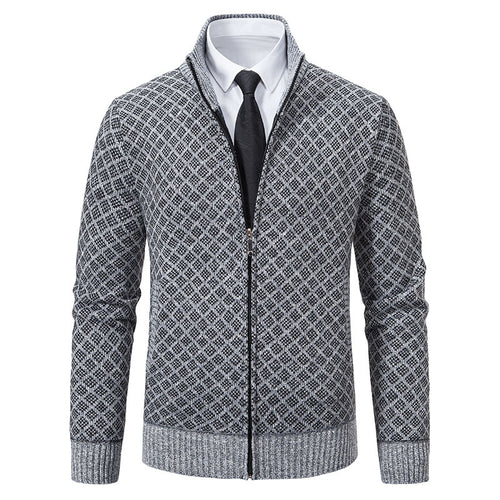Herren Modische Strickjacke mit hochwertigem Zopfmuster und Reißverschluss Echoarchiv
