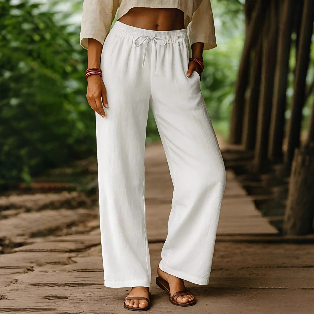 Damen Luftige Freizeithose mit weitem Schnitt und elastischem Bund Echo Archiv