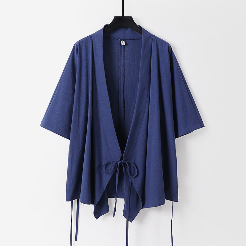 Damen locker fallende Kimono-Jacke mit Bindegürtel Echoarchiv