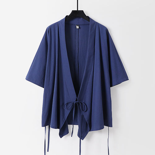 Damen locker fallende Kimono-Jacke mit Bindegürtel Echoarchiv