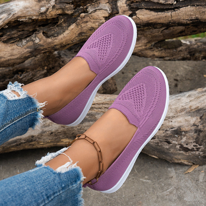 Damen Atmungsaktive Slip-On Freizeitschuhe mit komfortablem Absatz Echoarchiv