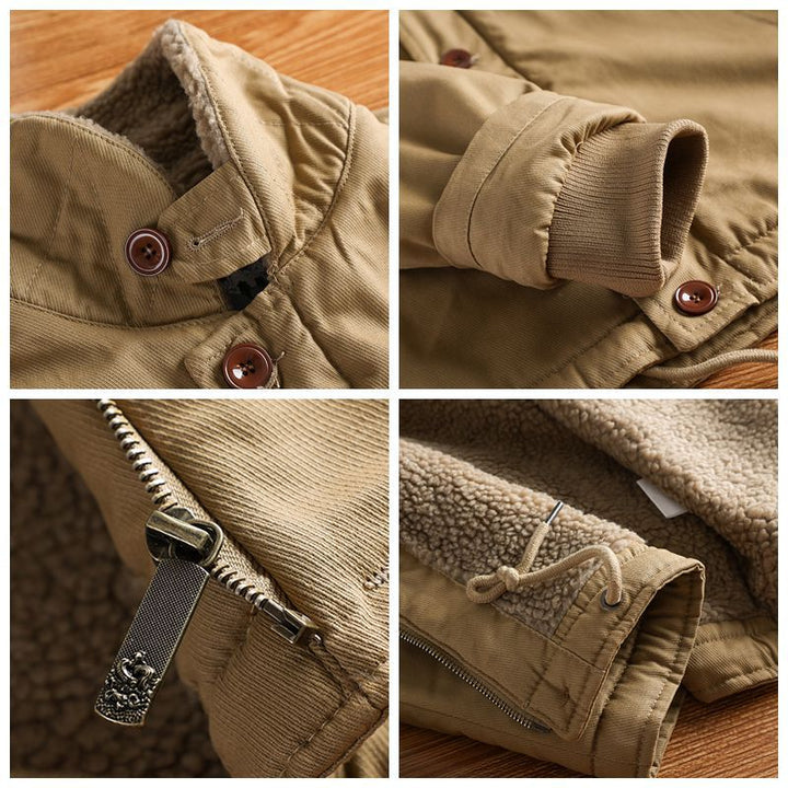 Herren nan militärisch inspirierte Canvasjacke mit Teddykragen, isolierender Innenlage und Kordelzug Echo Archiv