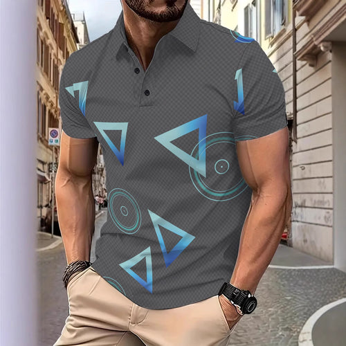 Herren modernes Poloshirt mit kreativem geometrischen Design Echoarchiv