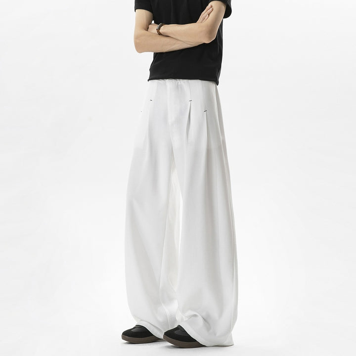 Herren Weite Leinenhose mit hoher Taille, Bundfalte & relaxed Silhouette Echoarchiv