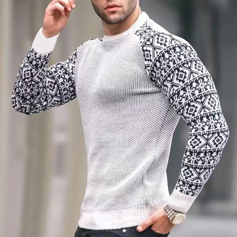 Herren Strickpullover mit grafischem Muster und strukturiertem Design Echoarchiv