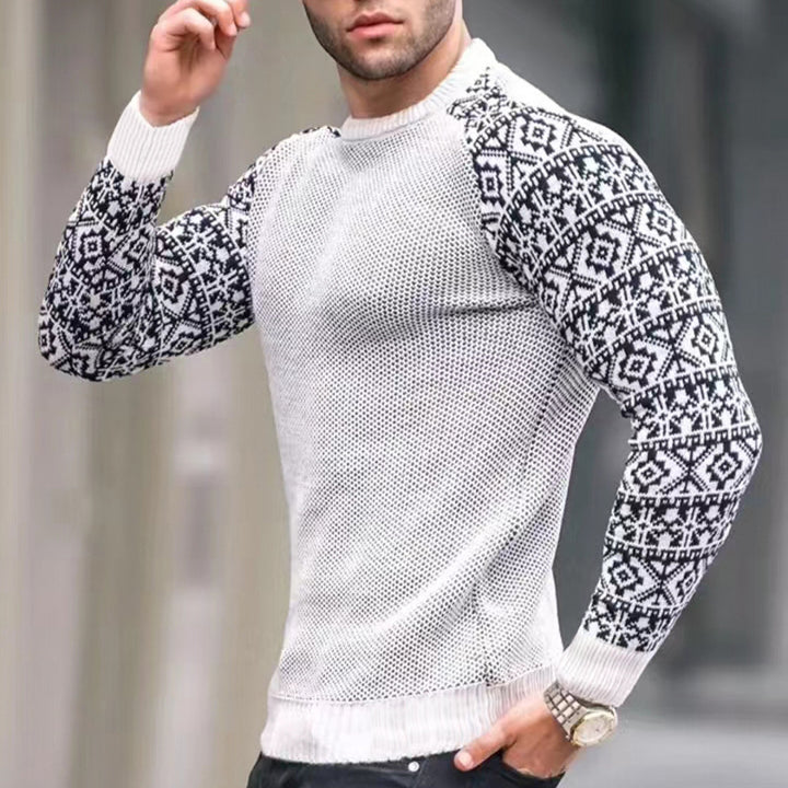Herren Strickpullover mit grafischem Muster und strukturiertem Design Echoarchiv