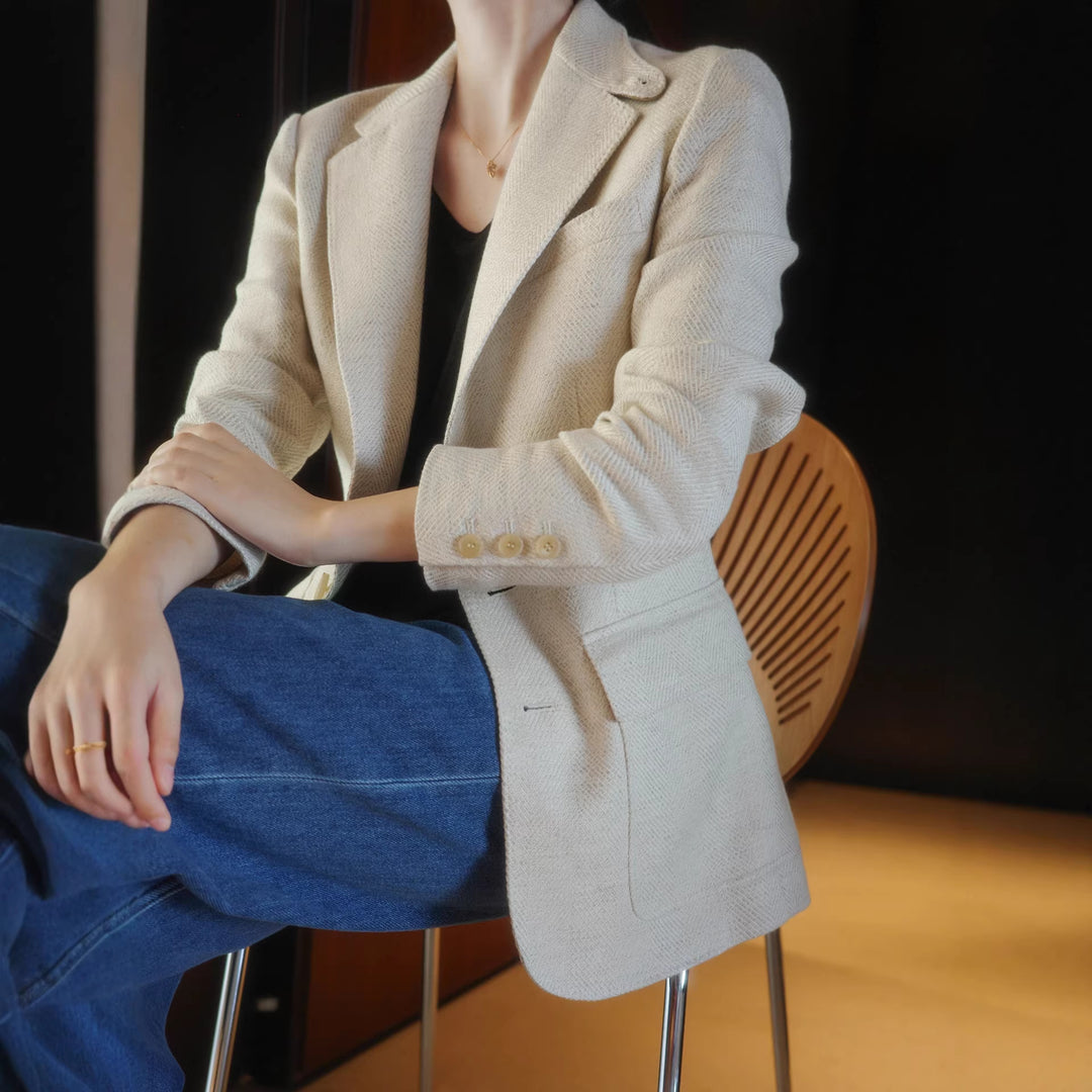 Damen Eleganter Strukturierter Blazer Echoarchiv