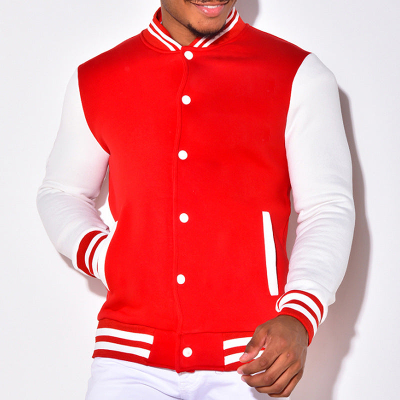 Herren sportliche Collegejacke mit kontrastierenden Ärmeln und Druckknöpfen Echoarchiv