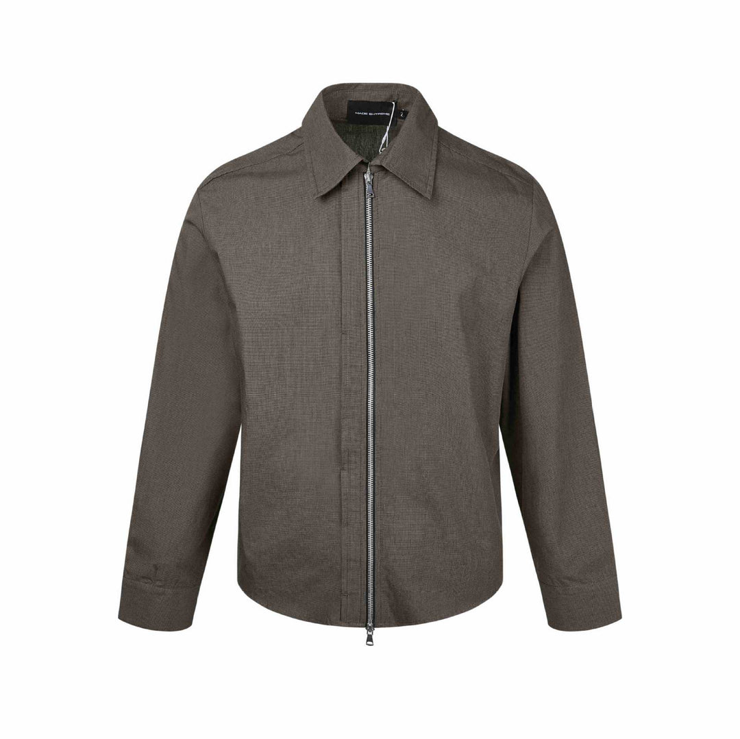 Herren Kurzjacke mit Hemdkragen, Zwei‑Wege‑Reißverschluss und feiner Struktur Echoarchiv