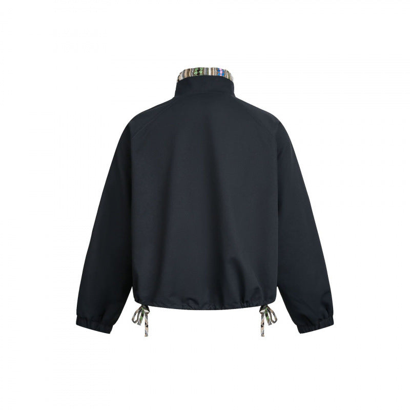 Damen Kurztaillierte Bomberjacke mit Stehkragen und gemustertem Innenfutter Echo Archiv