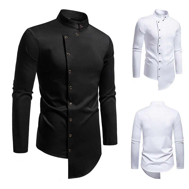Herren modisches Hemd mit asymmetrischem Knopfdesign und elegantem Kragen Echoarchiv