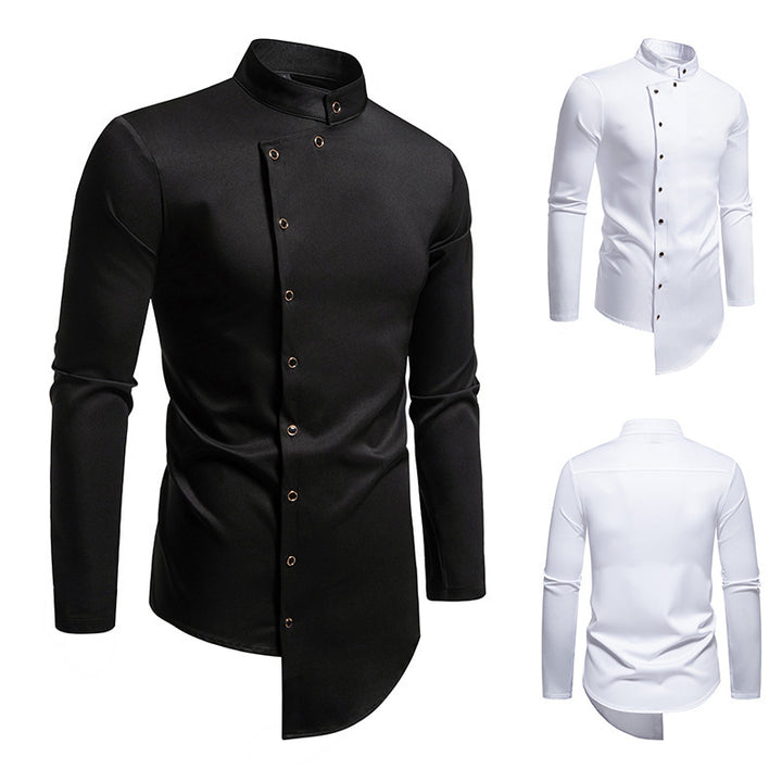 Herren modisches Hemd mit asymmetrischem Knopfdesign und elegantem Kragen Echoarchiv