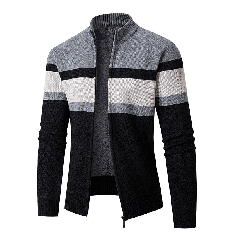 Herren Gefütterte Strickjacke mit durchgehendem Reißverschluss und Teddyfutter Echo Archiv