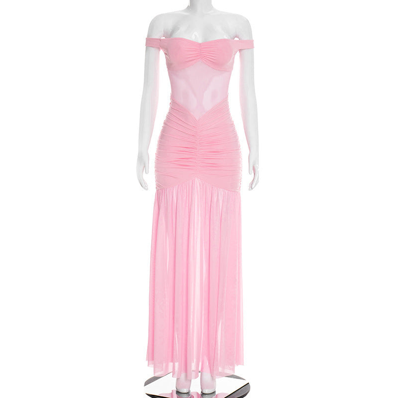 Damen elegantes Maxikleid mit Off-Shoulder-Design und raffinierten Raffungselementen Echo Archiv