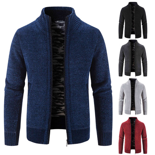 Herren Strickjacke mit hohem Kragen und praktischen Reißverschlusstaschen Echoarchiv