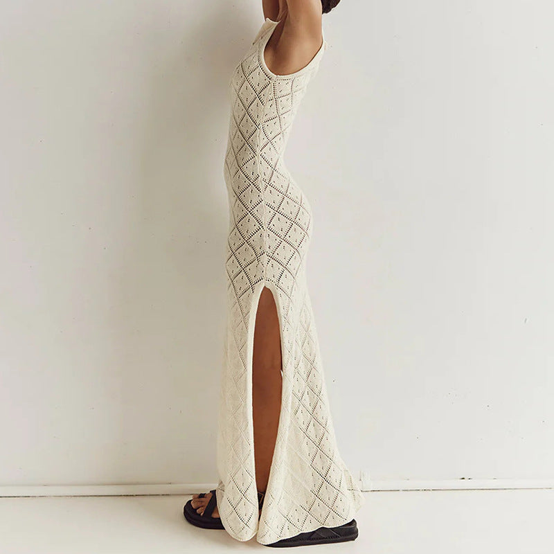 Damen Strickkleid im angesagten Rautenmuster mit hohem Schlitz Echo Archiv