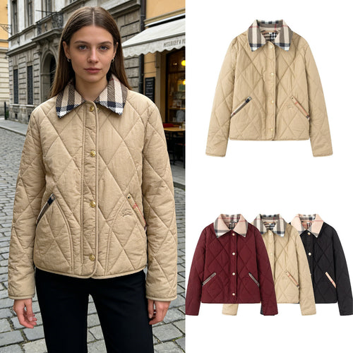 Damen Steppjacke mit karierter Kragen- und Taschenblende Echo Archiv
