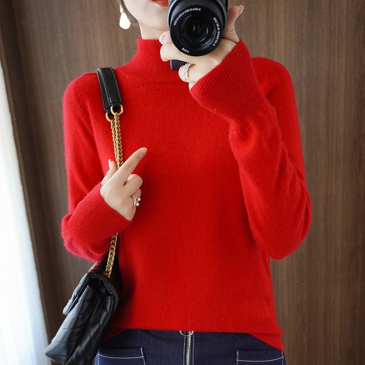 Damen Mockneck-Pullover aus flauschigem Angora-Mix mit legerer Ballonärmel-Silhouette Echoarchiv