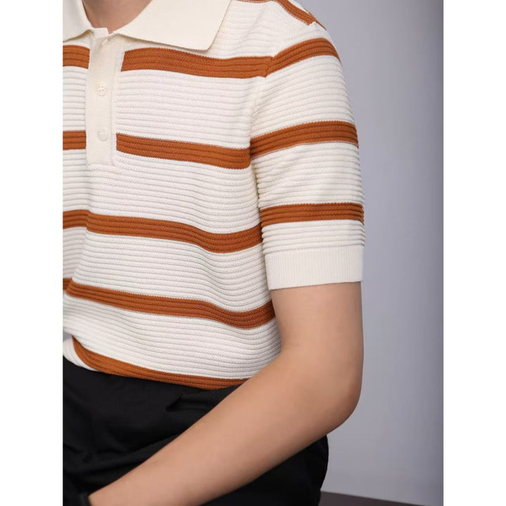 Herrenmode Poloshirt mit kurzem Arm und gestricktem Muster Echo Archive