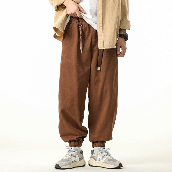 Herren Baggy‑Sweatstyle Cargohose aus schwerer Baumwolle mit elastischem Knöchelabschluss und Utility‑Schlaufen Echo Archiv