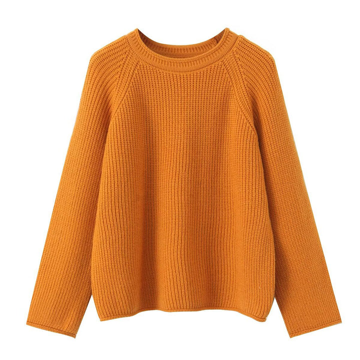 Damen Grobgestrickter Rundhals-Pullover mit Raglanärmeln Echoarchiv