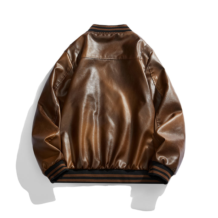 Herren klassische Lederjacke mit elastischen Rippbündchen Echoarchiv