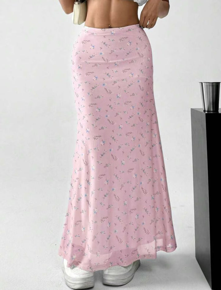 Damen Langrock mit floralen Motiven und fließendem Schnitt Echo Archiv