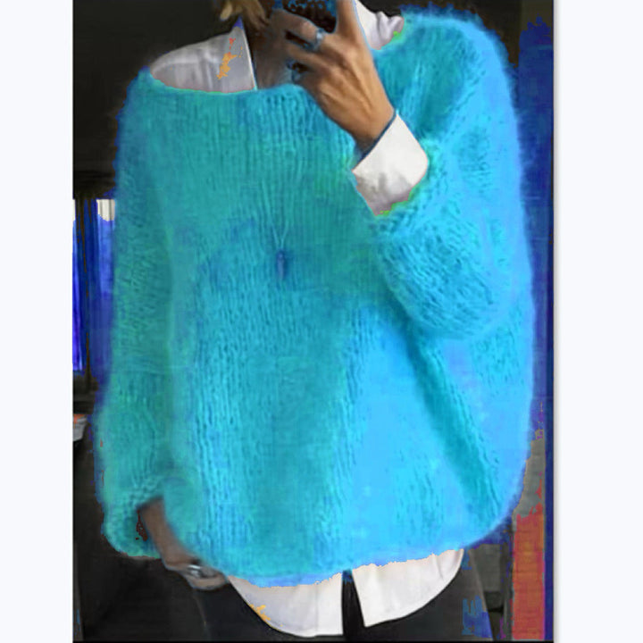 Damen Kuscheliger Oversized Pullover mit U-Boot-Ausschnitt Echoarchiv