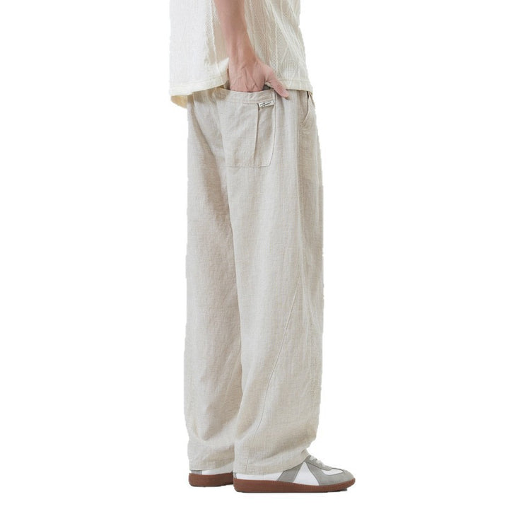 Herren Lässige Leinen-Hose mit elastischem Bund Echo Archiv