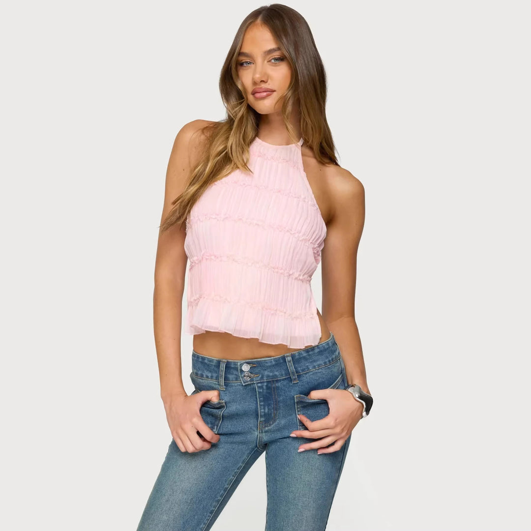 Damen Elegantes Trägershirt mit plissierten Details und seitlichen Cut-Outs Echo Archiv