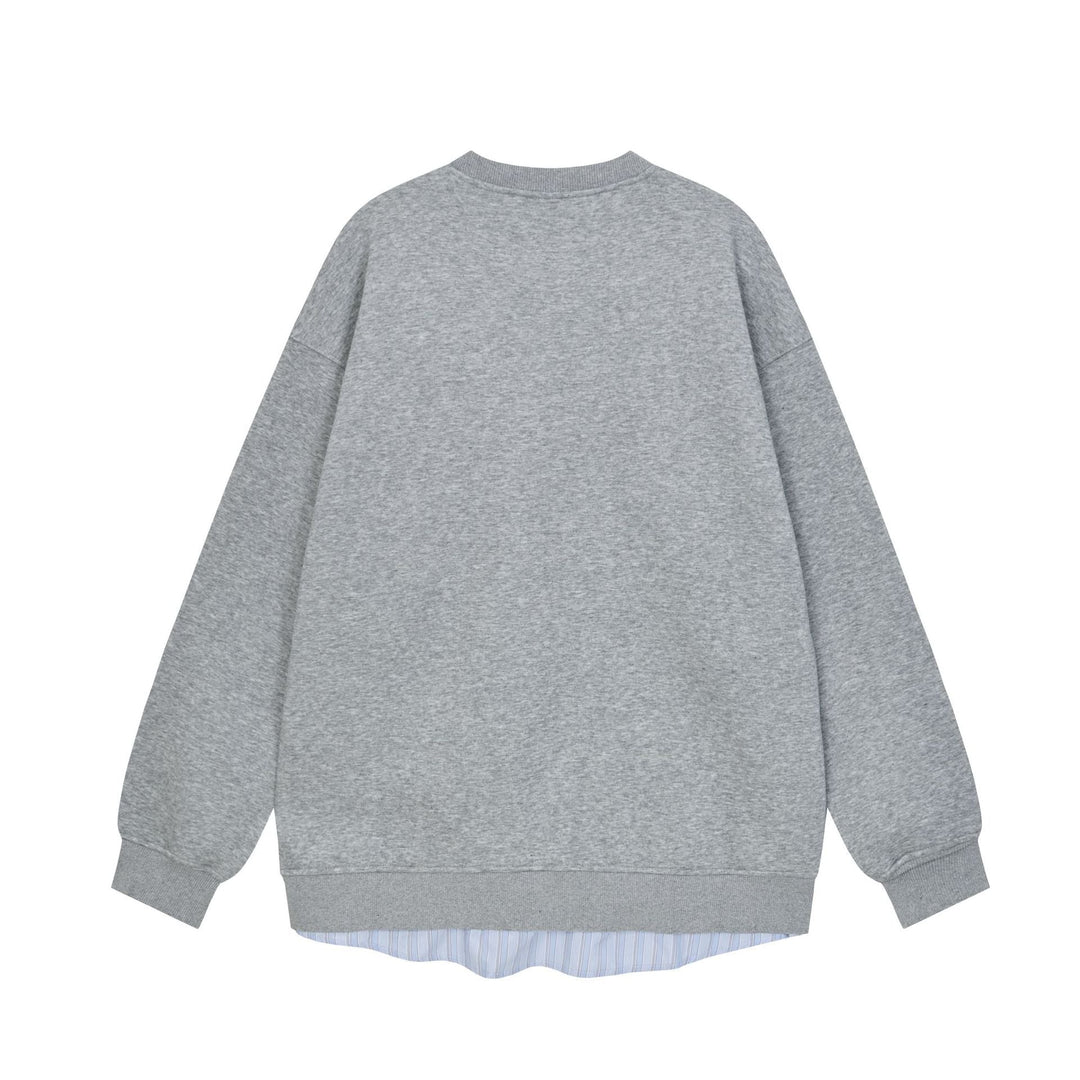 Damen Lässiges Oversize-Sweatshirt mit eingearbeitetem Hemd-Detail und Front-Öffnung Echoarchiv
