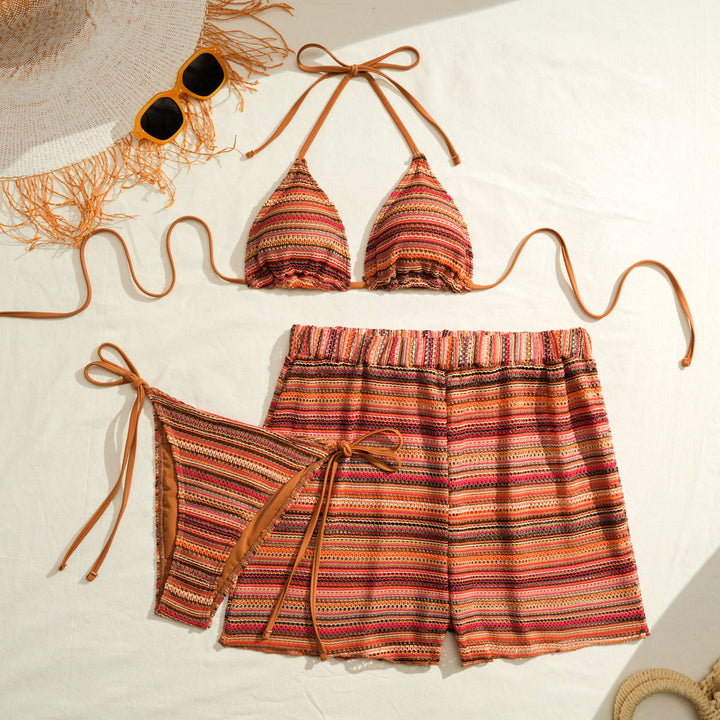 Damen Bikini-Set mit Rüschendetails und hoch taillierten Shorts Echo Archiv