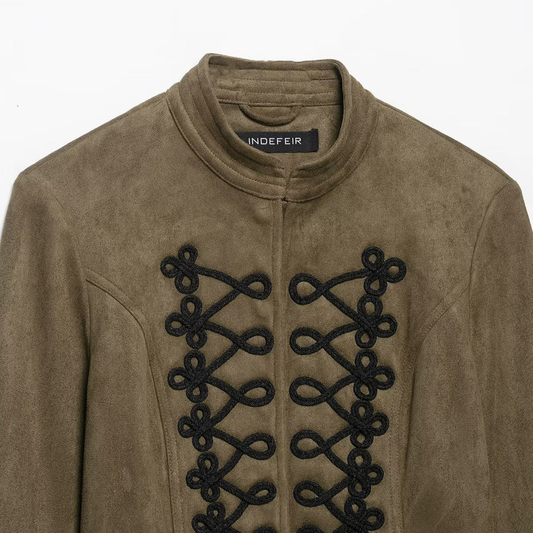 Damen Cropped Veloursjacke mit militärischer Zierkordel und taillierter Schnittführung Echoarchiv