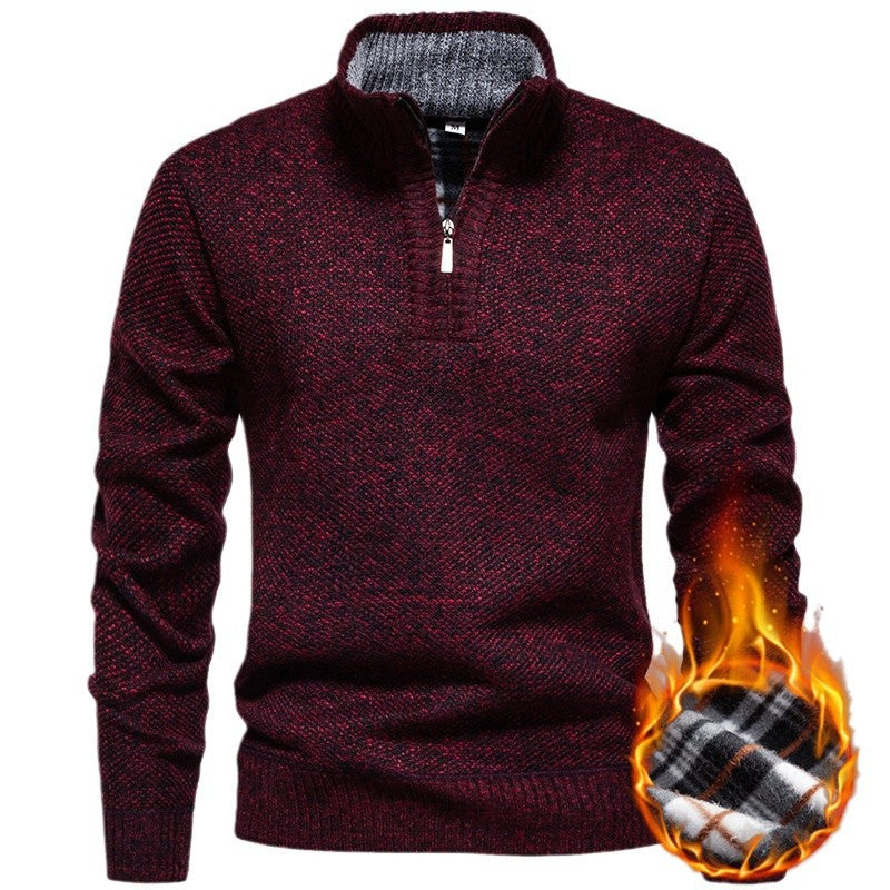 Herren Strickpullover mit halbem Reißverschluss und modischem Strukturdesign Echoarchiv