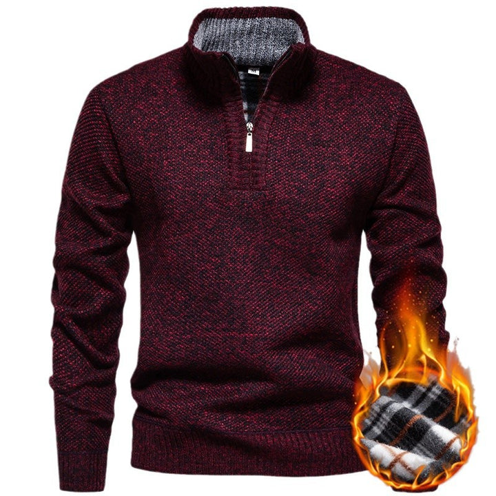 Herren Strickpullover mit halbem Reißverschluss und modischem Strukturdesign Echoarchiv